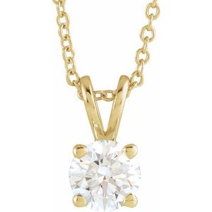 14K Yellow  5/8 CT Lab-Grown Diamond Solitaire 16-18" Necklace