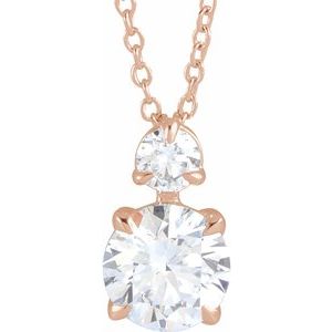 14K Rose 1 CTW Lab-Grown Diamond Claw-Prong 16-18" Necklace