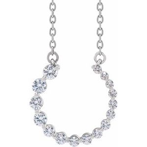 14K White 3/8 CTW Lab-Grown Diamond Graduated Circle 16-18" Necklace