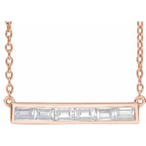 14K Rose 3/8 CTW Lab-Grown Diamond Bar 16-18" Necklace