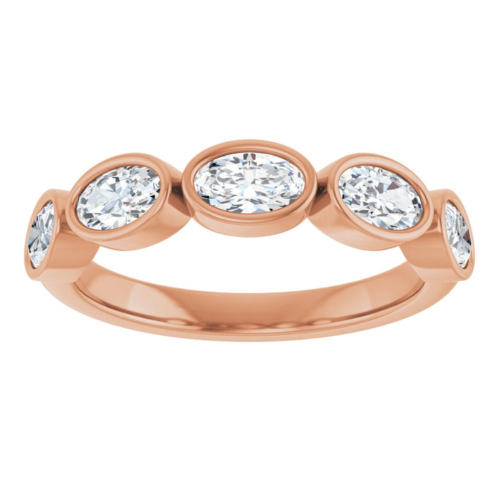 14K Rose 1 CTW Oval Lab-Grown Diamond Anniversary Band