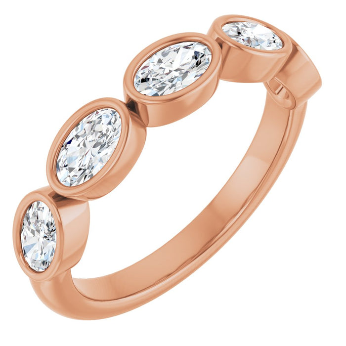 14K Rose 1 CTW Oval Lab-Grown Diamond Anniversary Band