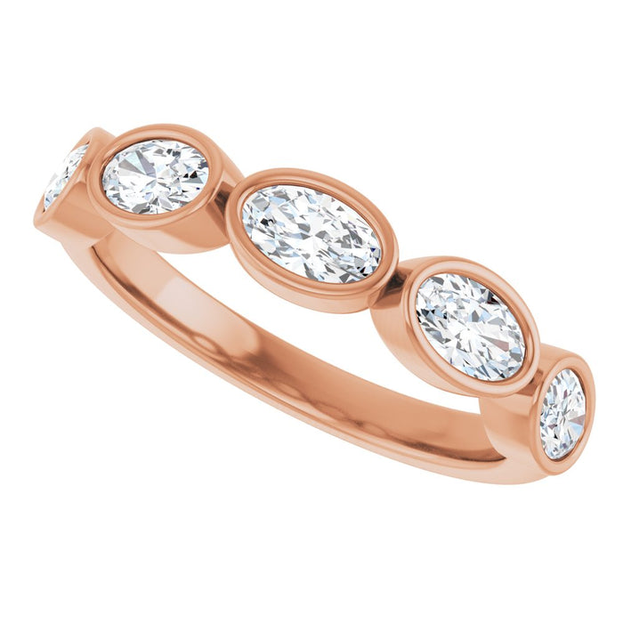 14K Rose 1 CTW Oval Lab-Grown Diamond Anniversary Band