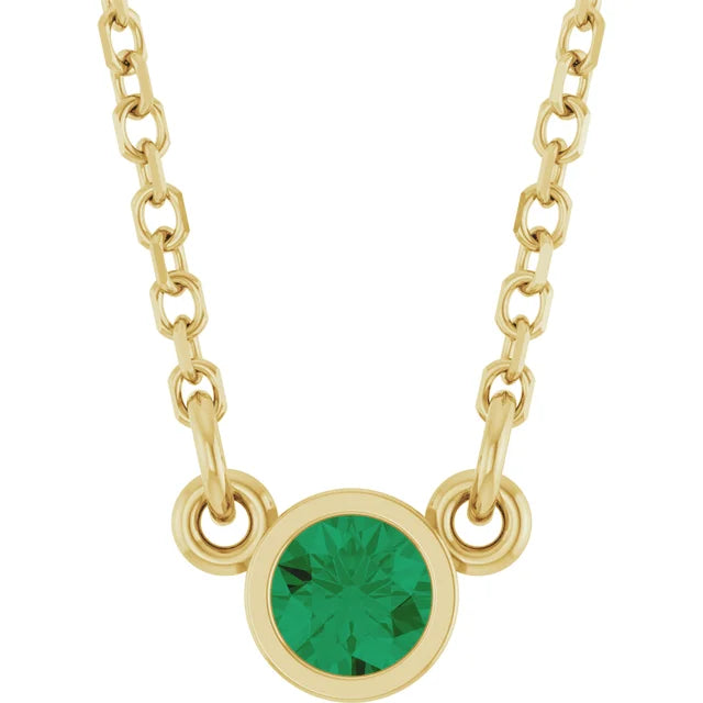 Lab-Grown Emerald Solitaire 16" Necklace