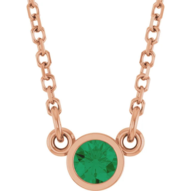 Lab-Grown Emerald Solitaire 16" Necklace
