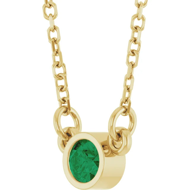 Lab-Grown Emerald Solitaire 16" Necklace