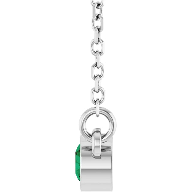 Lab-Grown Emerald Solitaire 16" Necklace
