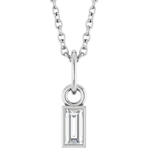 Sterling Silver 1/10 CT Lab-Grown Diamond Bezel-Set 16-18" Necklace
