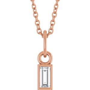 14K Rose 1/10 CT Lab-Grown Diamond Bezel-Set 16-18" Necklace