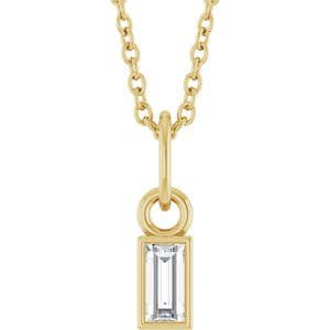 14K Yellow 1/10 CT Lab-Grown Diamond Bezel-Set 16-18" Necklace