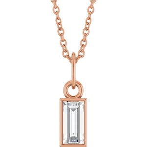 14K Rose 3/8 CT Lab-Grown Diamond Bezel-Set 16-18" Necklace