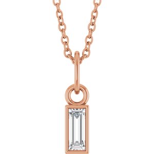 14K Rose 1/6 CT Lab-Grown Diamond Bezel-Set 16-18" Necklace