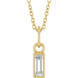 14K Yellow 1/6 CT Lab-Grown Diamond Bezel-Set 16-18" Necklace