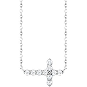 Sterling Silver 1/3 CTW Lab-Grown Diamond Sideways Cross 18" Necklace