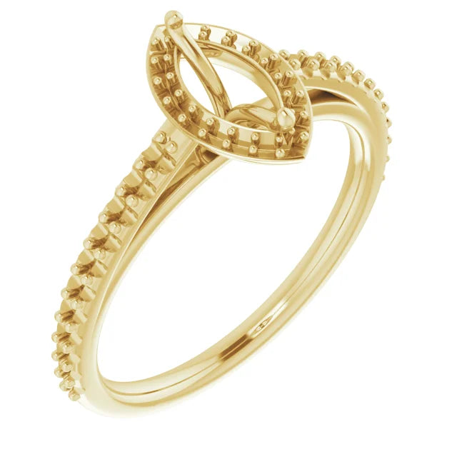 14K Yellow Marquise Halo Lab-Grown Diamond Engagement Ring Mounting