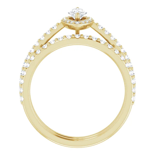 14K Yellow Marquise Halo Lab-Grown Diamond Engagement Ring Mounting