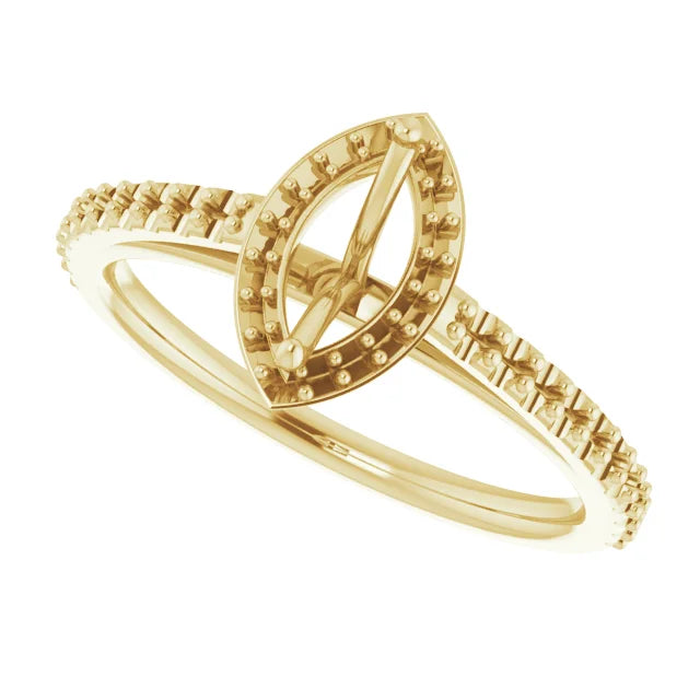 14K Yellow Marquise Halo Lab-Grown Diamond Engagement Ring Mounting