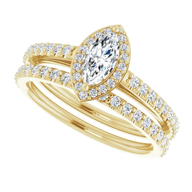 14K Yellow Marquise Halo Lab-Grown Diamond Engagement Ring Mounting