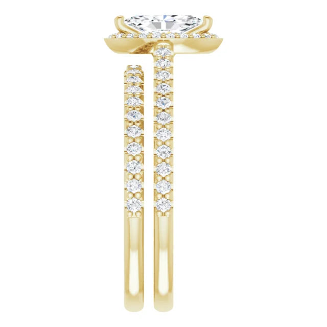 14K Yellow Marquise Halo Lab-Grown Diamond Engagement Ring Mounting