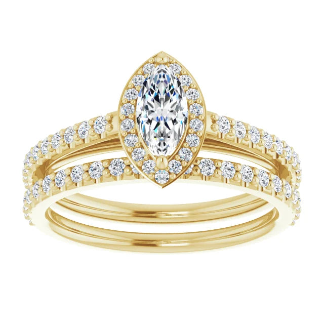14K Yellow Marquise Halo Lab-Grown Diamond Engagement Ring Mounting