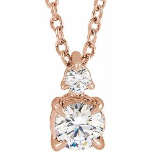 14K Rose 1/2 CTW Lab-Grown Diamond Claw-Prong 16-18" Necklace