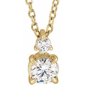 14K Yellow 1/2 CTW Lab-Grown Diamond Claw-Prong 16-18" Necklace