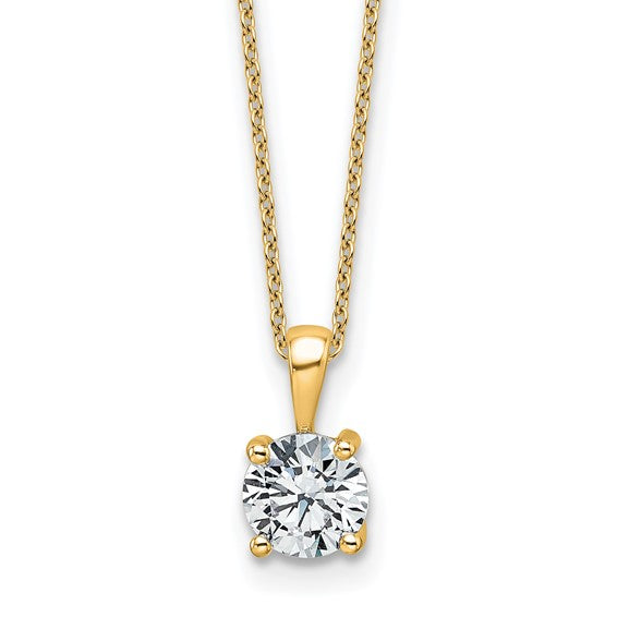 14K 1 CTW Lab-Grown Diamond Round 18" 4-Prong Pendant Necklace