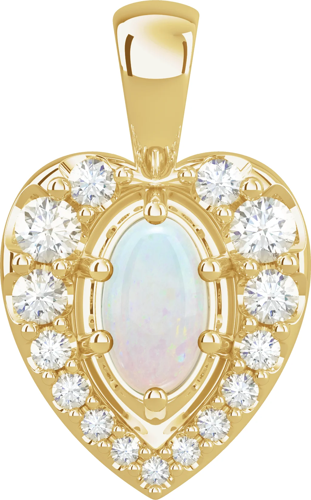 Halo-Style Cabochon Necklace or Pendant in 14K Yellow Gold | Haejin Jewelry Brooklyn