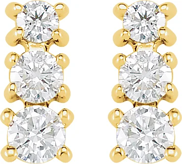Graduated Three-Stone Earrings view 2