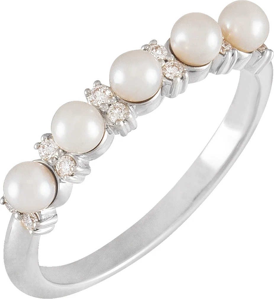 Accented Pearl Anniversary Band engagement ring setting