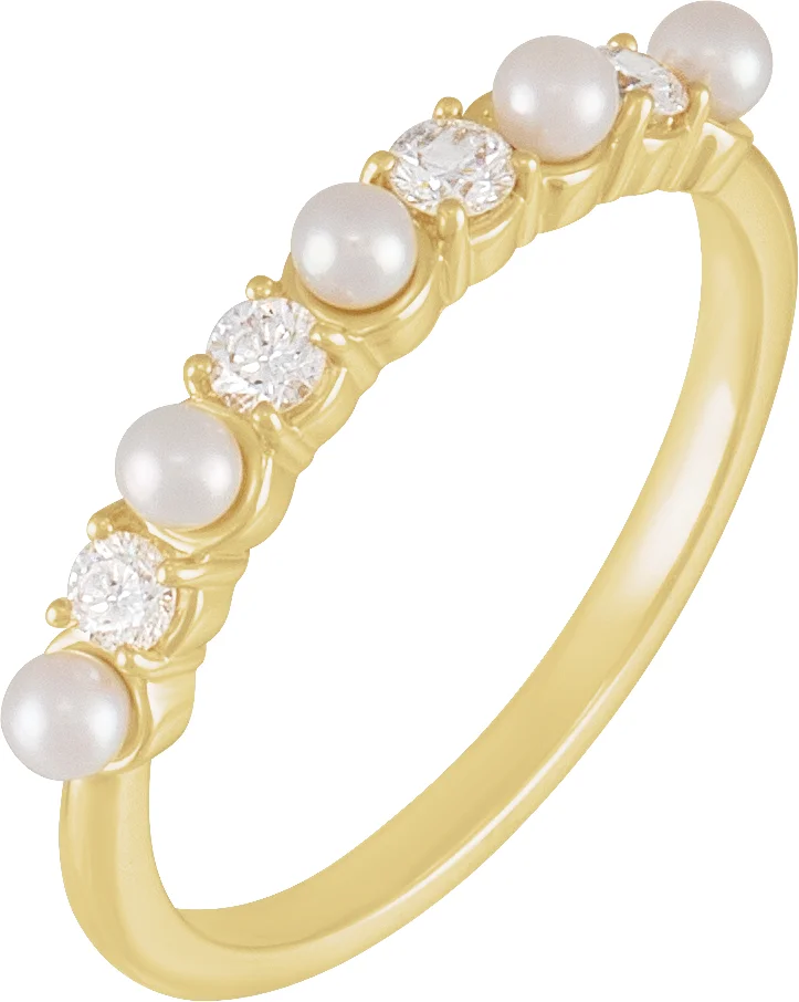 Pearl Anniversary Band band in 14K White Gold | Haejin Jewelry Brooklyn