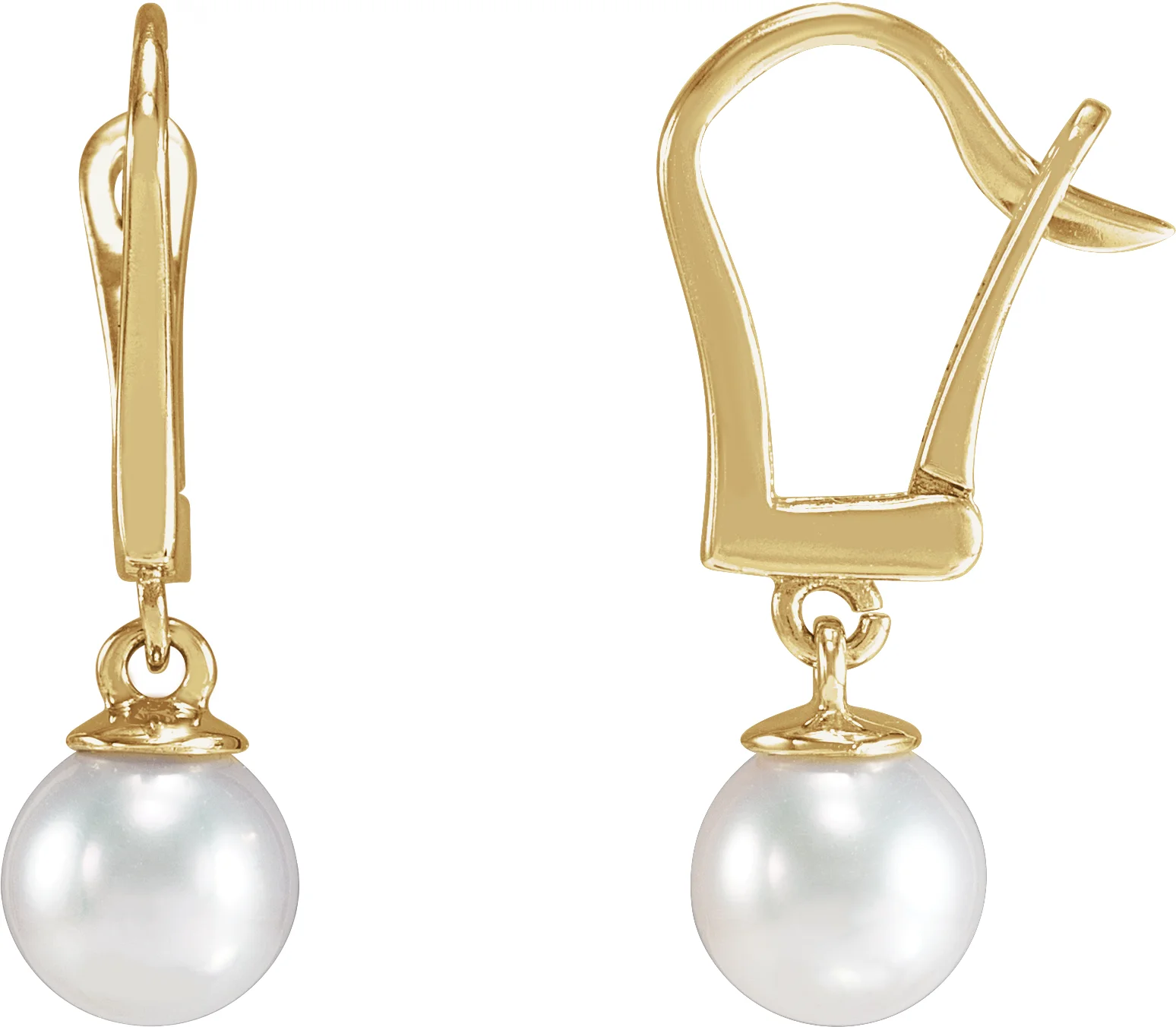 Click-In Pearl Earrings in 14K Yellow Gold | Haejin Jewelry Brooklyn