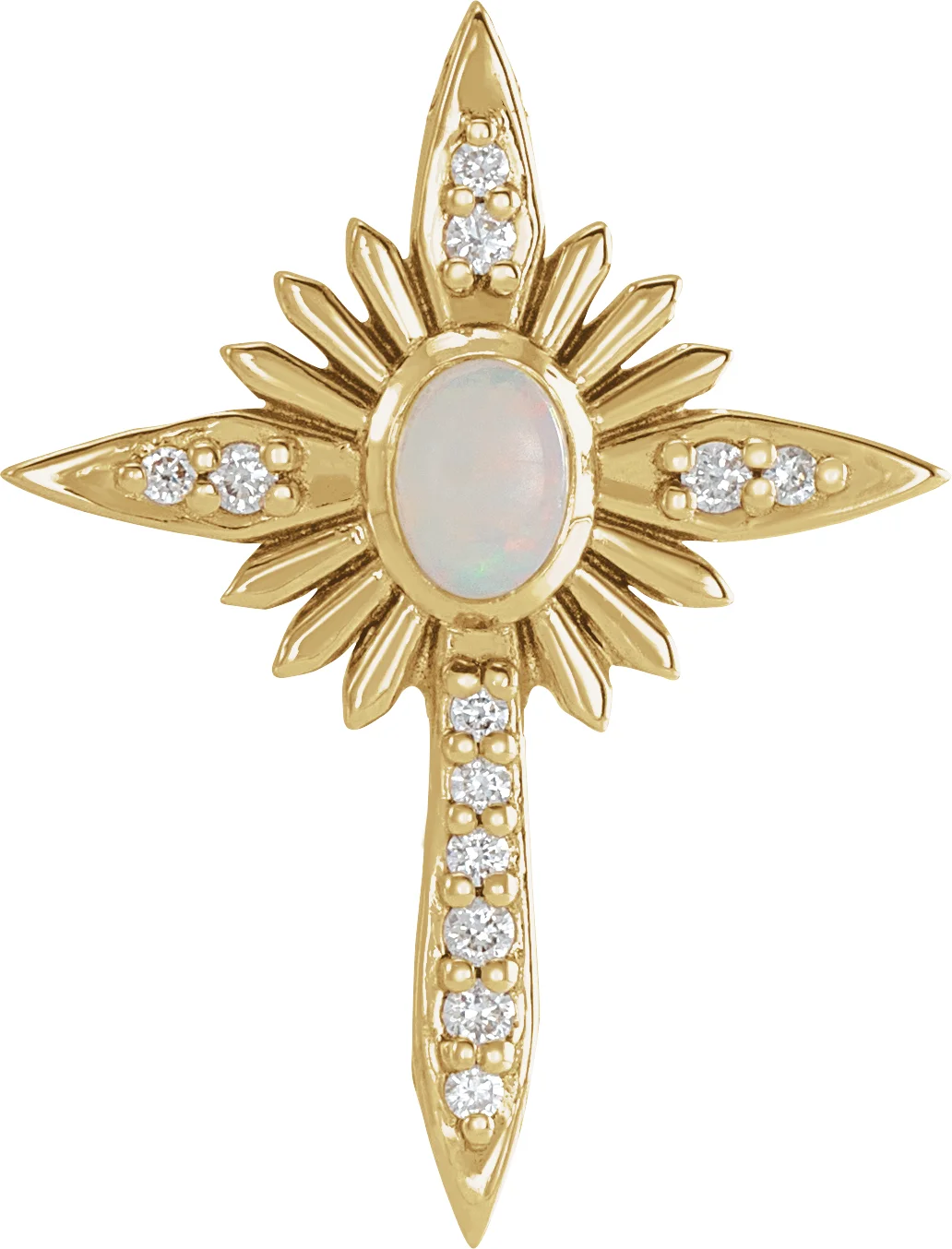 Accented Nativity Cross Necklace or Pendant in 14K Yellow Gold | Haejin Jewelry Brooklyn
