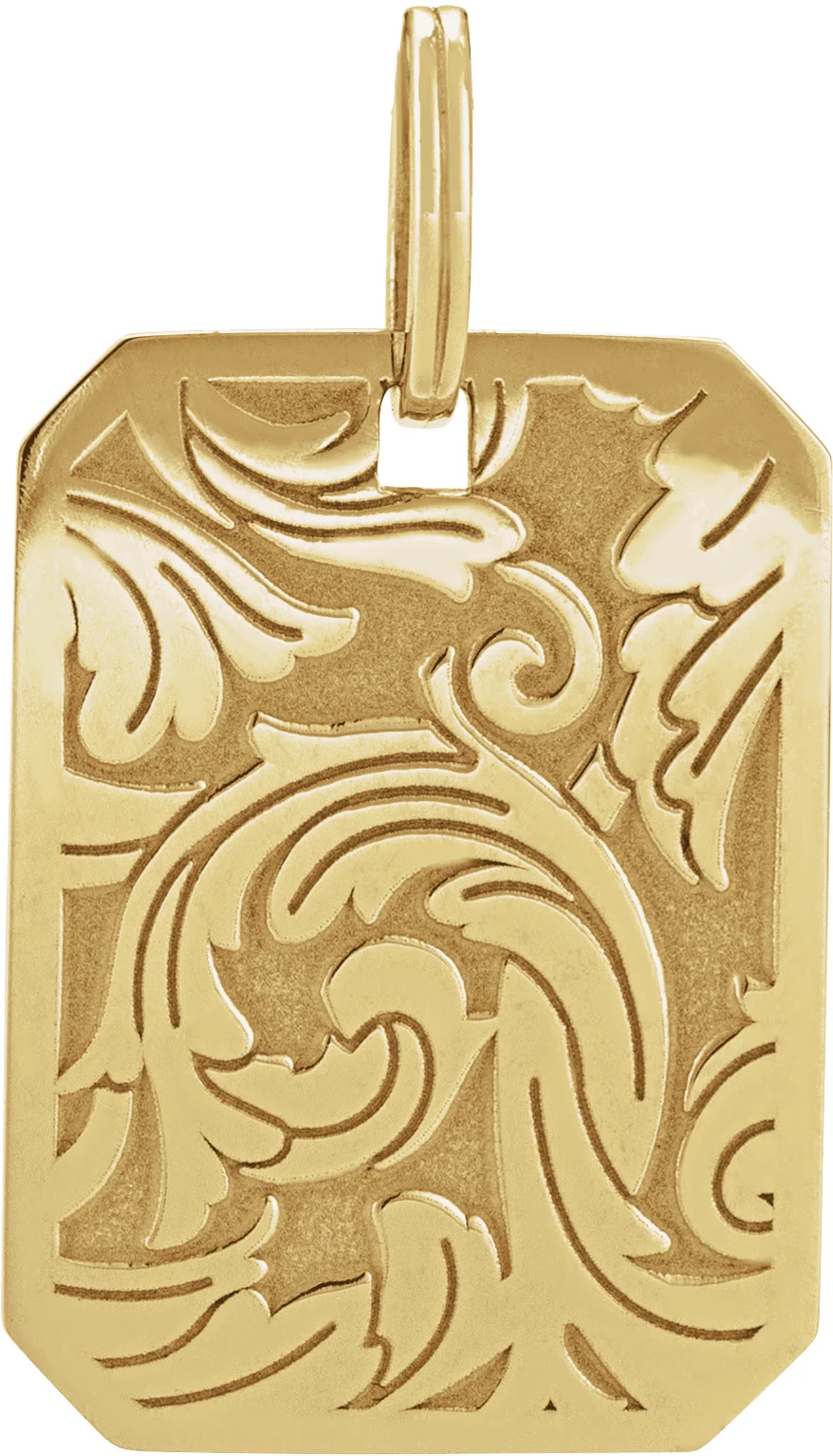 Floral Dog Tag Necklace or Pendant in 14K Yellow Gold | Haejin Jewelry Brooklyn