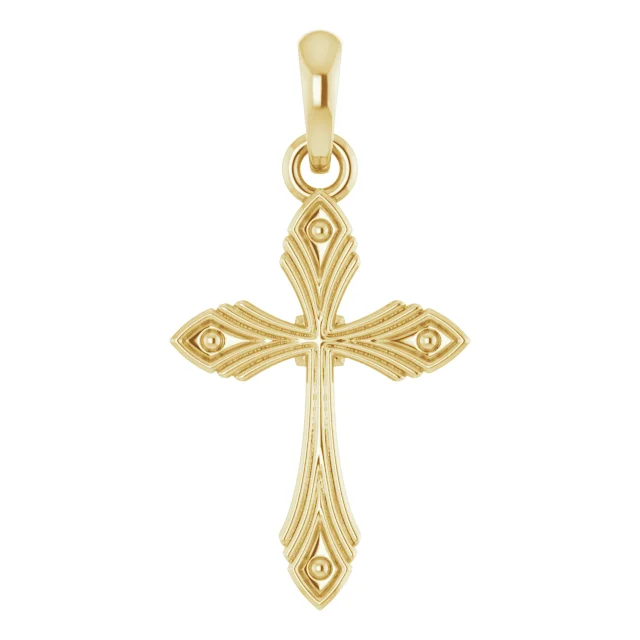 Vintage-Inspired Cross Necklace or Pendant in 14K Yellow Gold | Haejin Jewelry Brooklyn