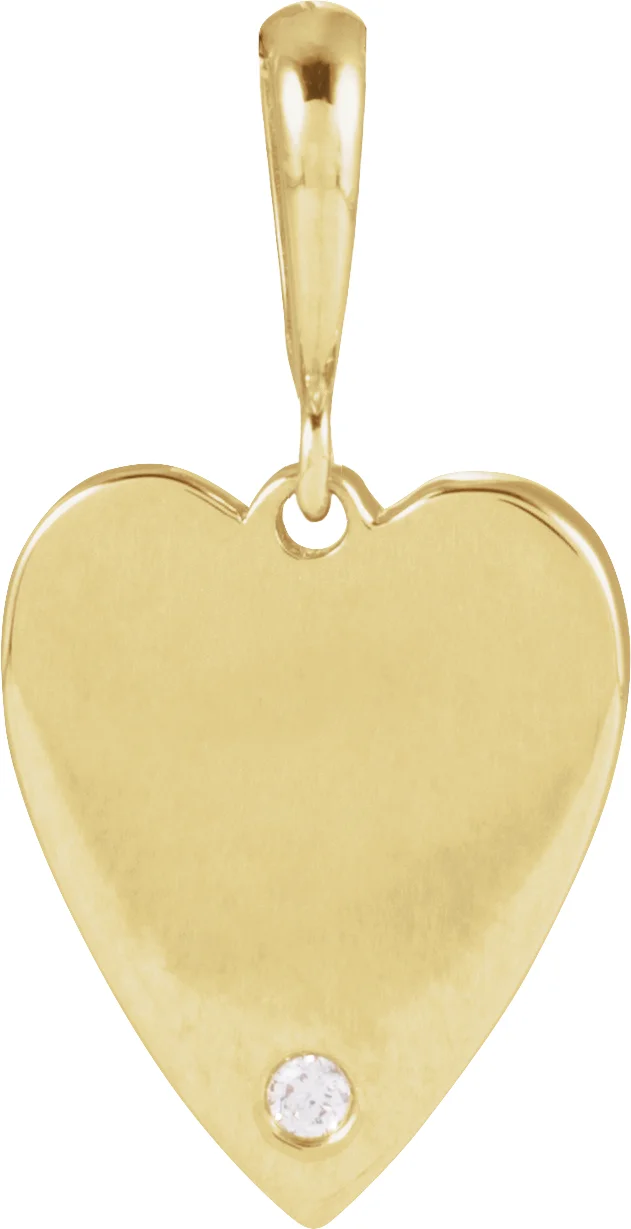 Engravable Accented Heart Necklace or Pendant in 14K Yellow Gold | Haejin Jewelry Brooklyn