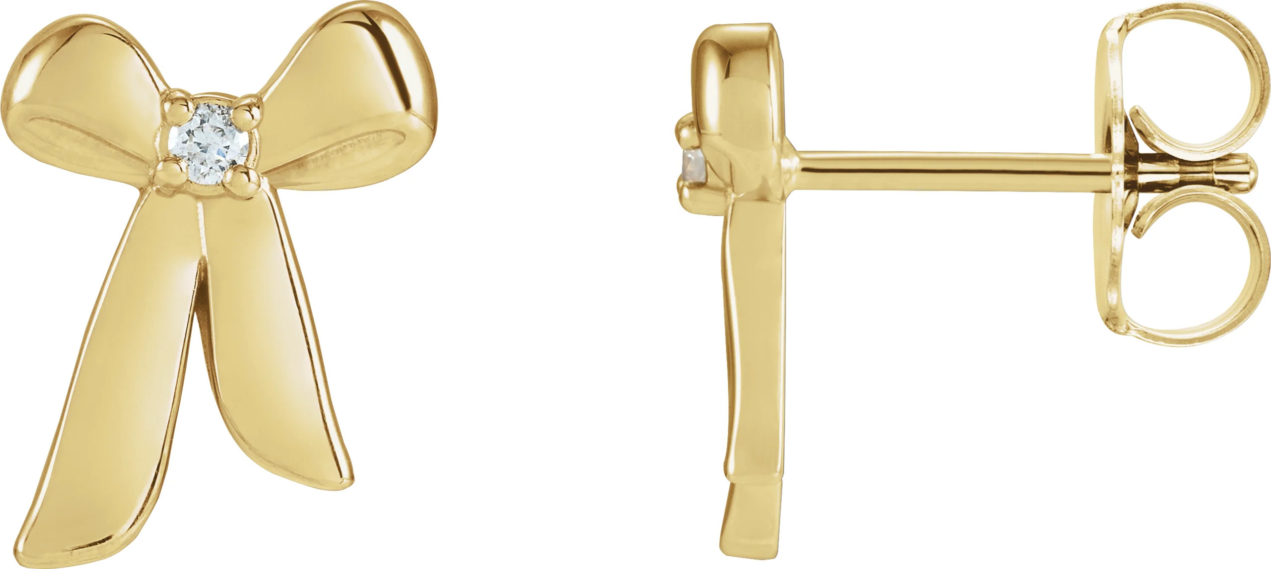 Accented Bow Earrings in 14K Yellow Gold | Haejin Jewelry Brooklyn