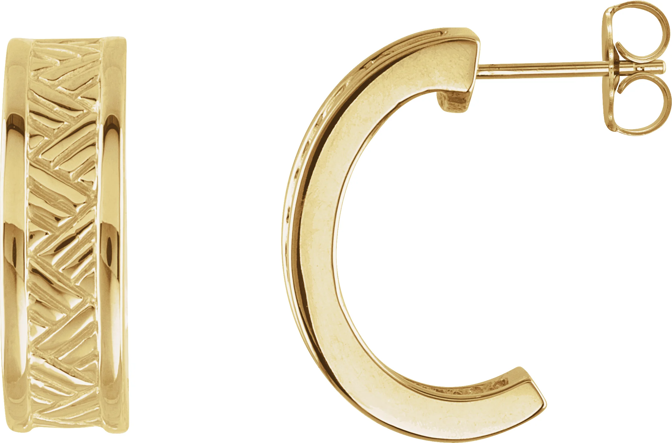 Patterned J-Hoop Earrings engagement ring setting
