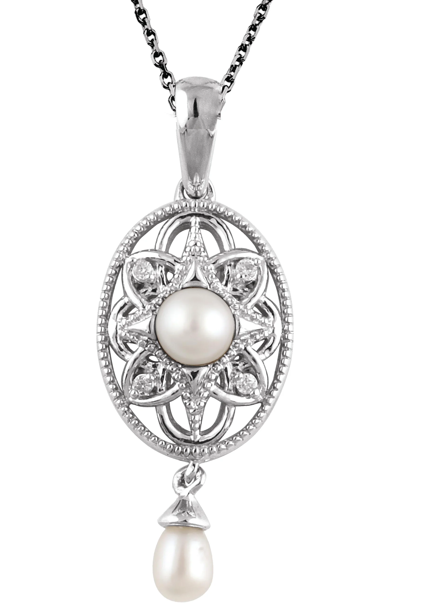 Pearl Granulated Filigree Necklace  in STER | Haejin Jewelry Brooklyn