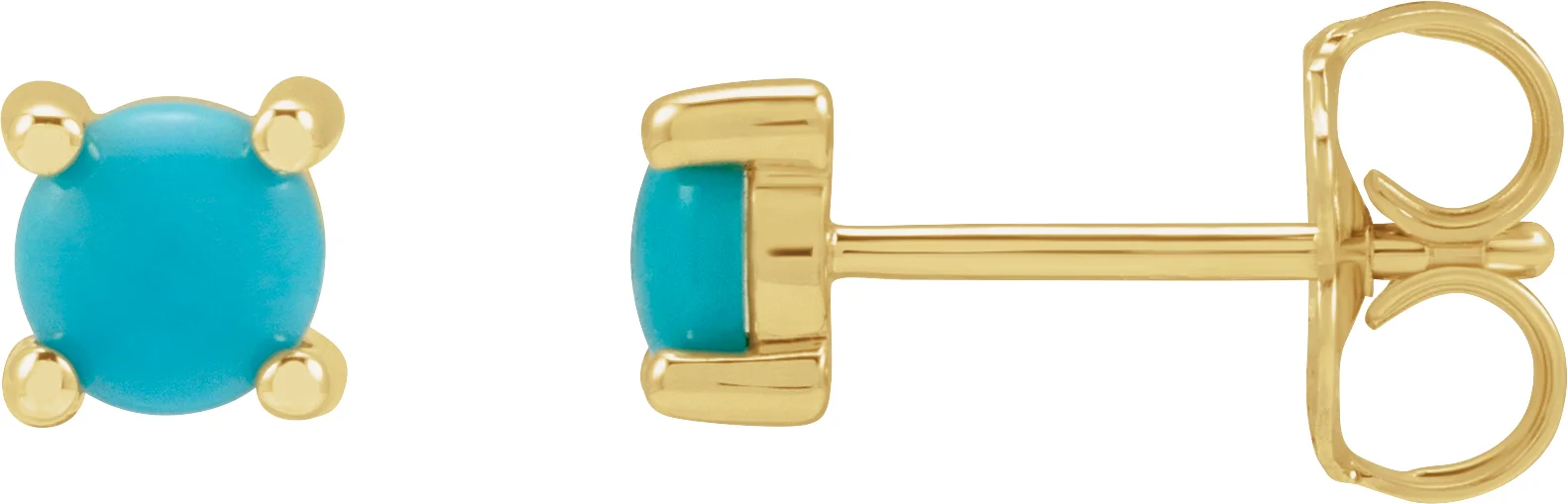 Round 4-Prong Cabochon Earrings in 14K Yellow Gold | Haejin Jewelry Brooklyn