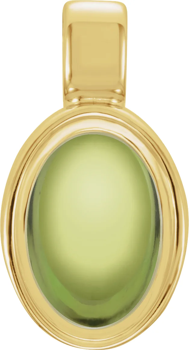 Oval Bezel-Set Cabochon Charm/Pendant in 14K Yellow Gold | Haejin Jewelry Brooklyn