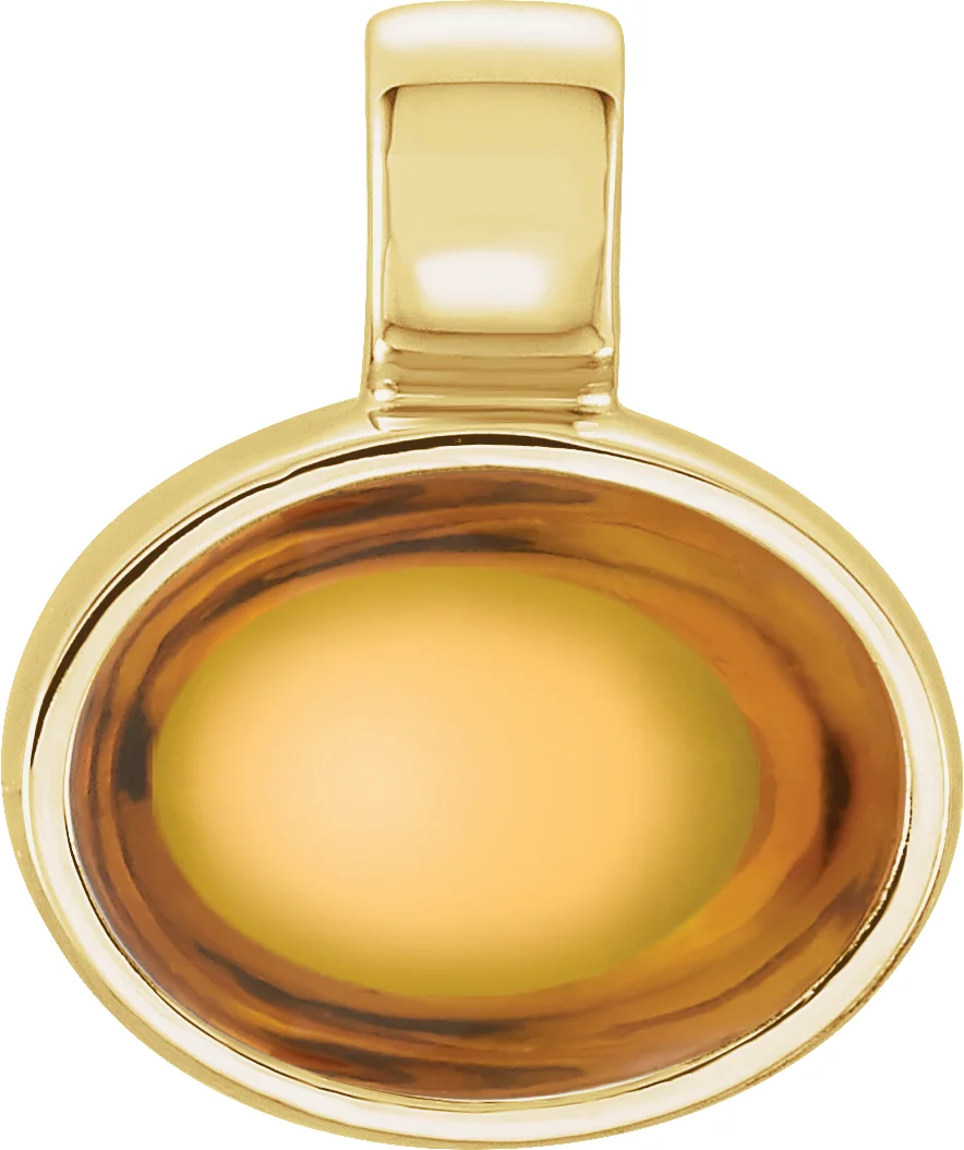Oval Bezel-Set Pendant in 14K Yellow Gold | Haejin Jewelry Brooklyn