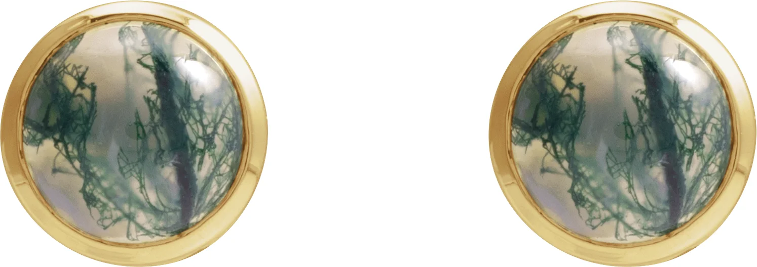 Round Bezel-Set Cabochon Earrings view 2