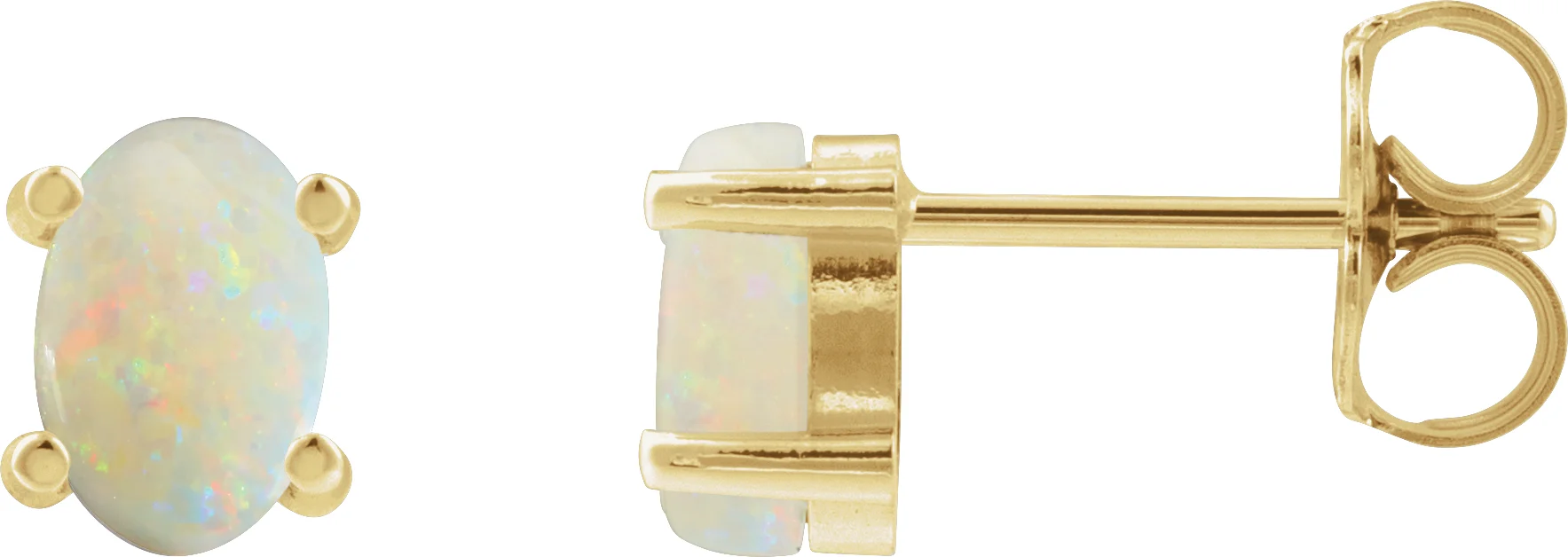 Oval 4-Prong Cabochon Earrings in 14K Yellow Gold | Haejin Jewelry Brooklyn