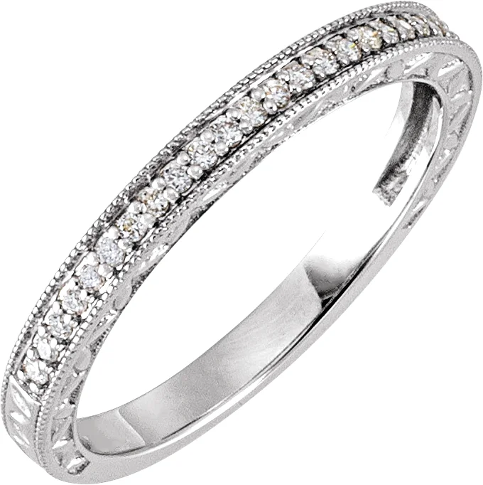 Milgrain Edge Sculptural Anniversary Band engagement ring setting