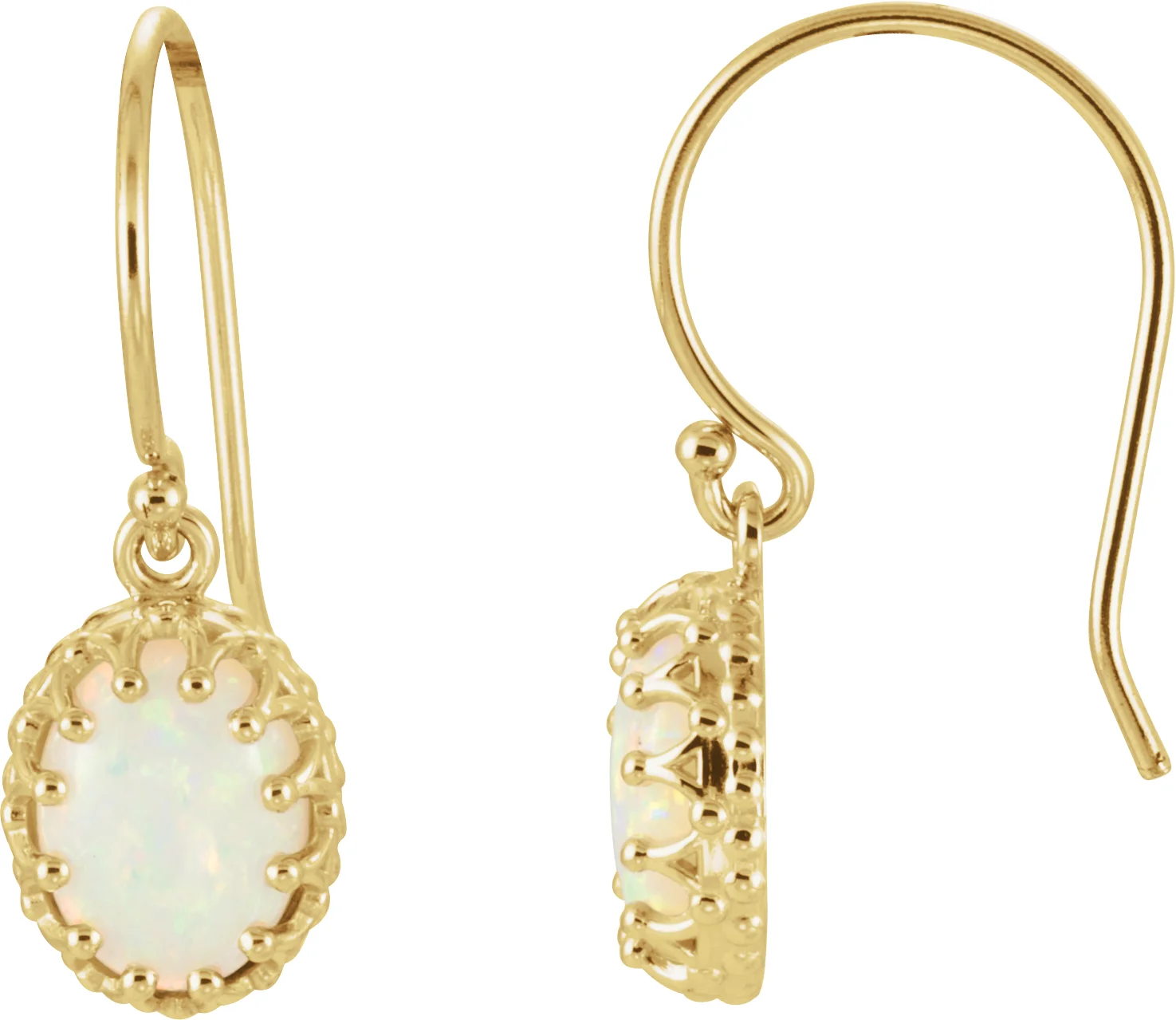 Cabochon Crown Earrings in 14K Yellow Gold | Haejin Jewelry Brooklyn