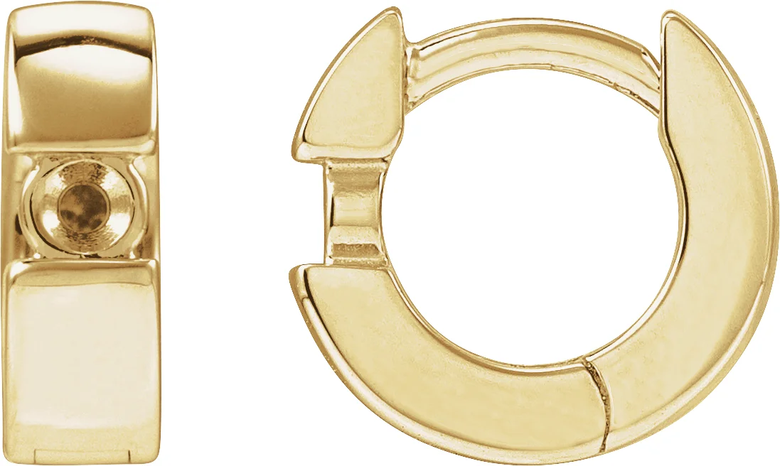 Accented Huggie Hoop Earrings in 14K Yellow Gold | Haejin Jewelry Brooklyn