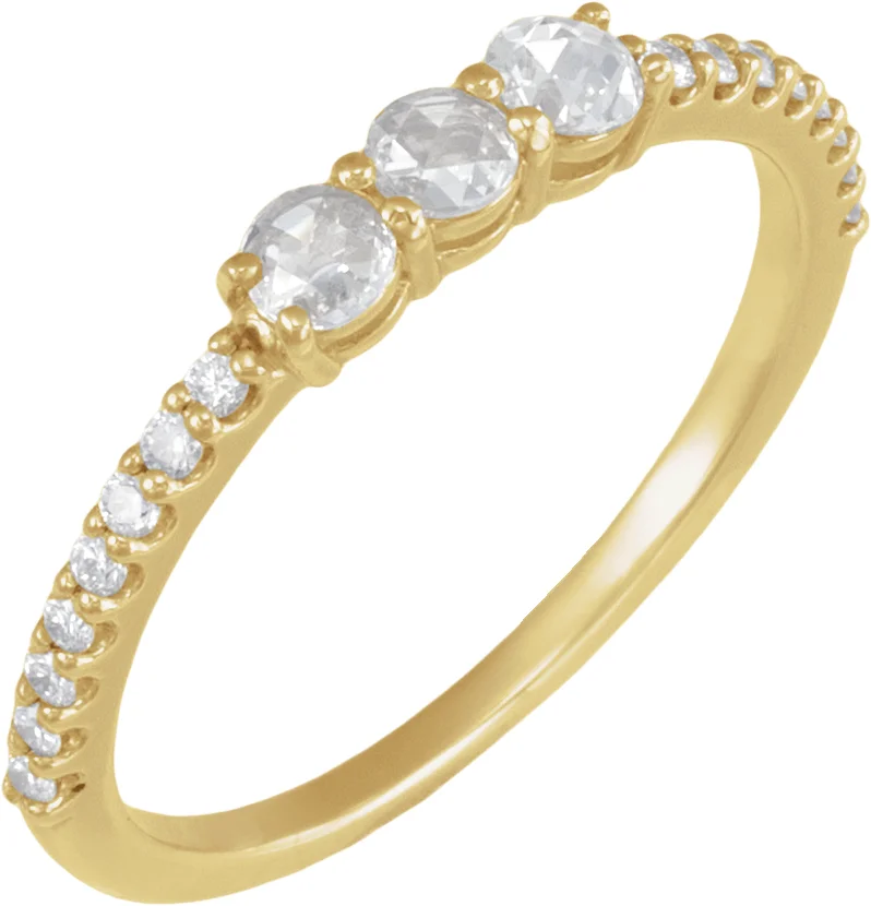 Rose-Cut Three-Stone Anniversary Band band in 14K White Gold | Haejin Jewelry Brooklyn