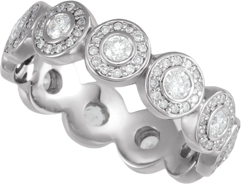 Bezel-Set Halo-Style Eternity Band view 4