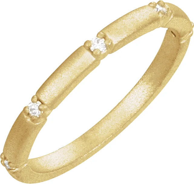 Five-Stone Anniversary Band with Bead Blast Finish band in 14K White Gold | Haejin Jewelry Brooklyn
